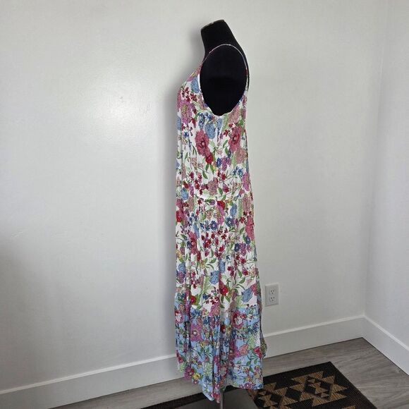 Kensie Floral Maxi Tank Dress Tiered  Viscose Cottagecore Fairy Gypsy Hippie XL - Picture 6 of 14